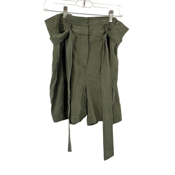 Boden Elgin Paperbag Shorts High Rise Green Lyocell Pockets - Size 8 - Picture 2 of 9